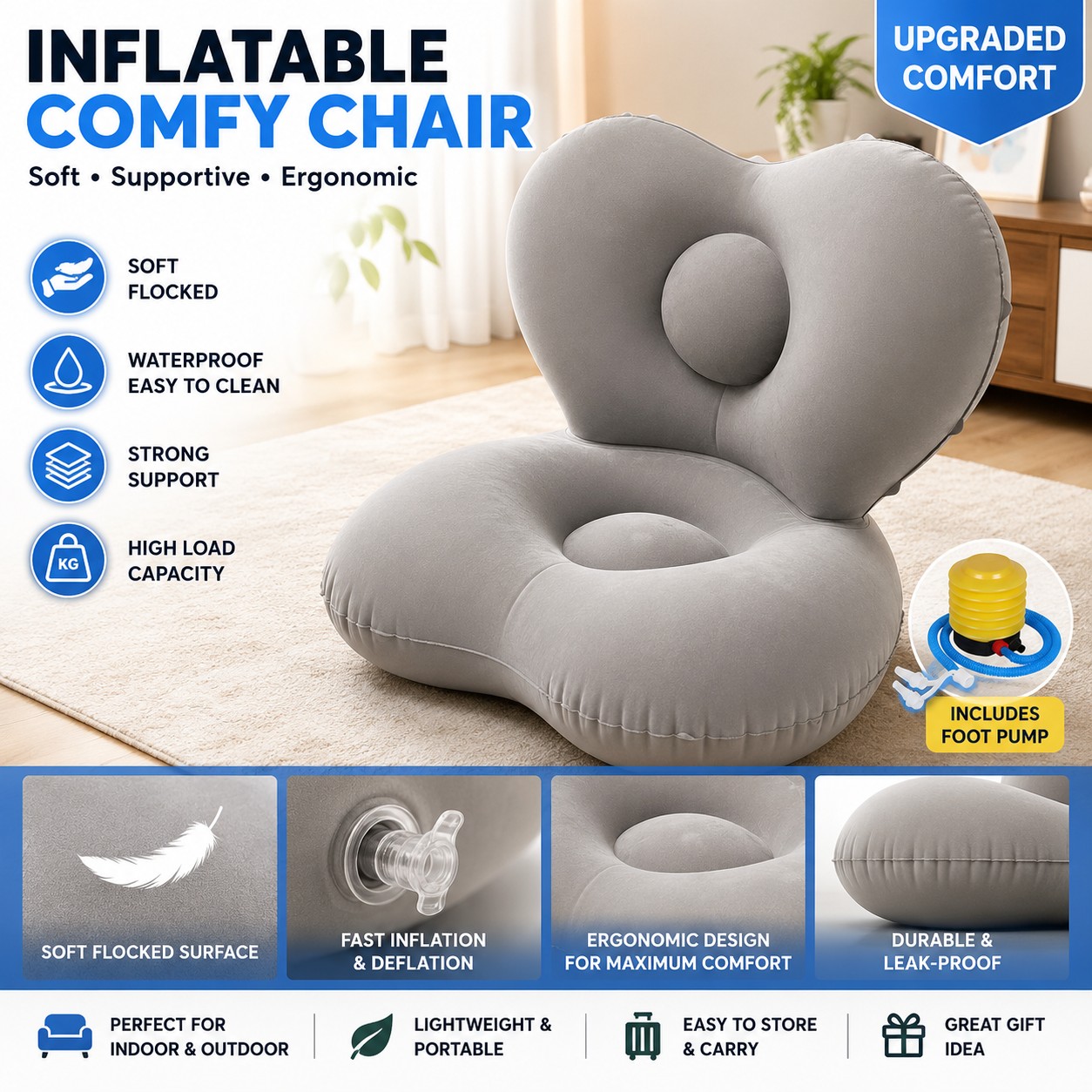 Outdoor Furniture Luxury - Sofa Tiup Mewah—Desain Sandaran Lebar Ekstra,