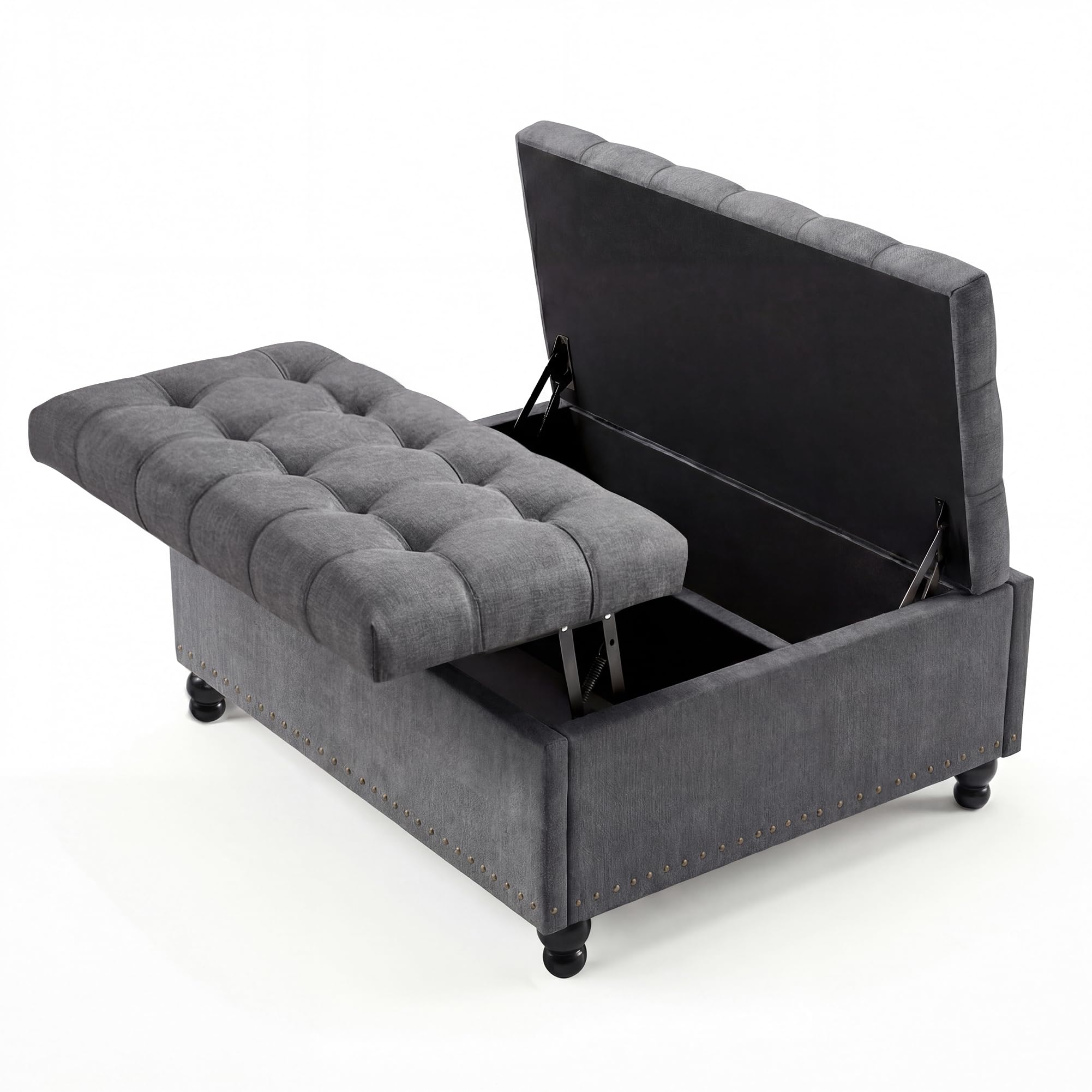 Outdoor Furniture Wood - Ottoman Penyimpanan Lipat Persegi 36 Inci,