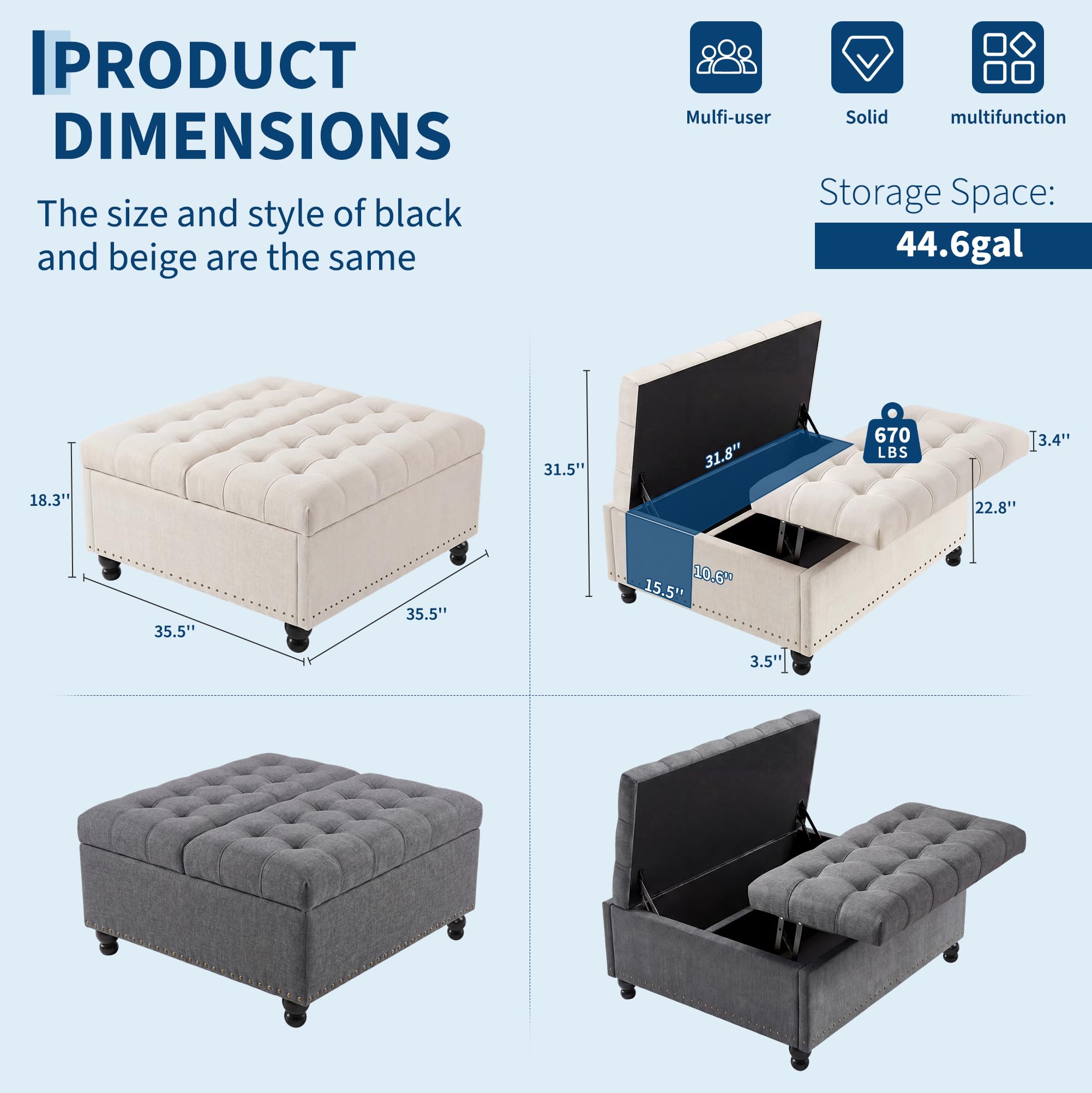 Ottoman Penyimpanan Lipat Pers - Outdoor Furniture Wood ulasan dan harga